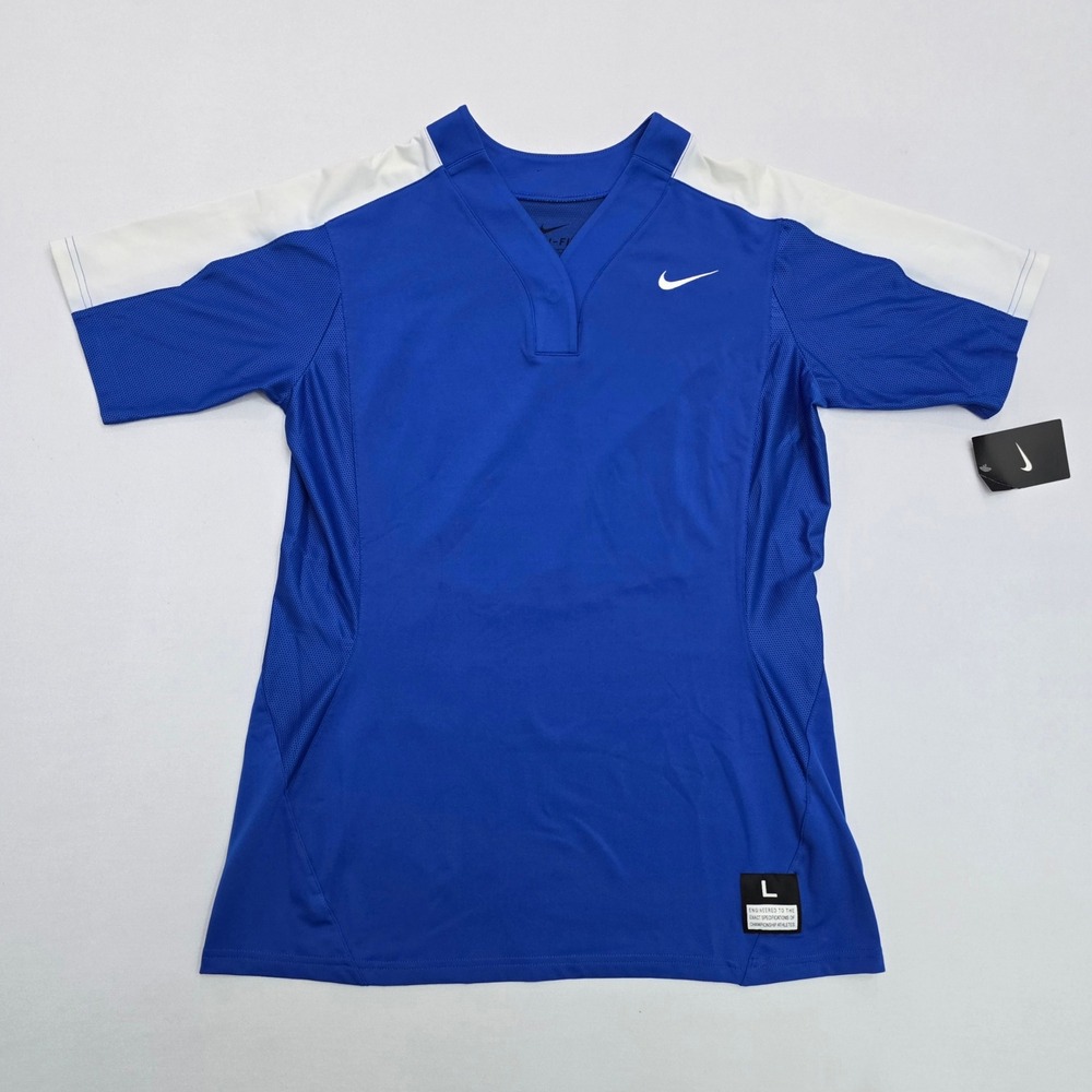 Nike Womens Dri-FIT Game Royal Blue White Softball Jersey Top 821989-494 L